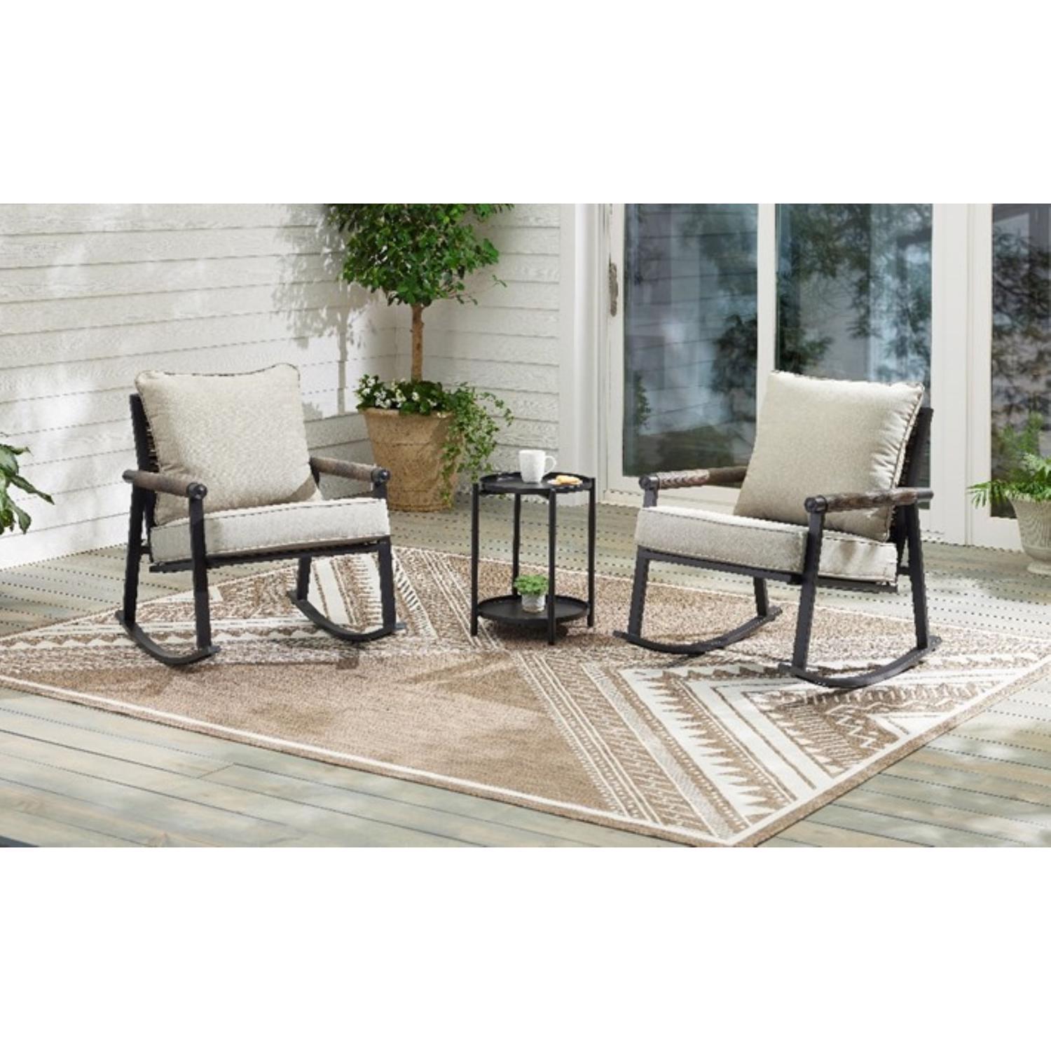 Living Accents Genesis Dark Gray Steel Frame Rocking Chair with End Table