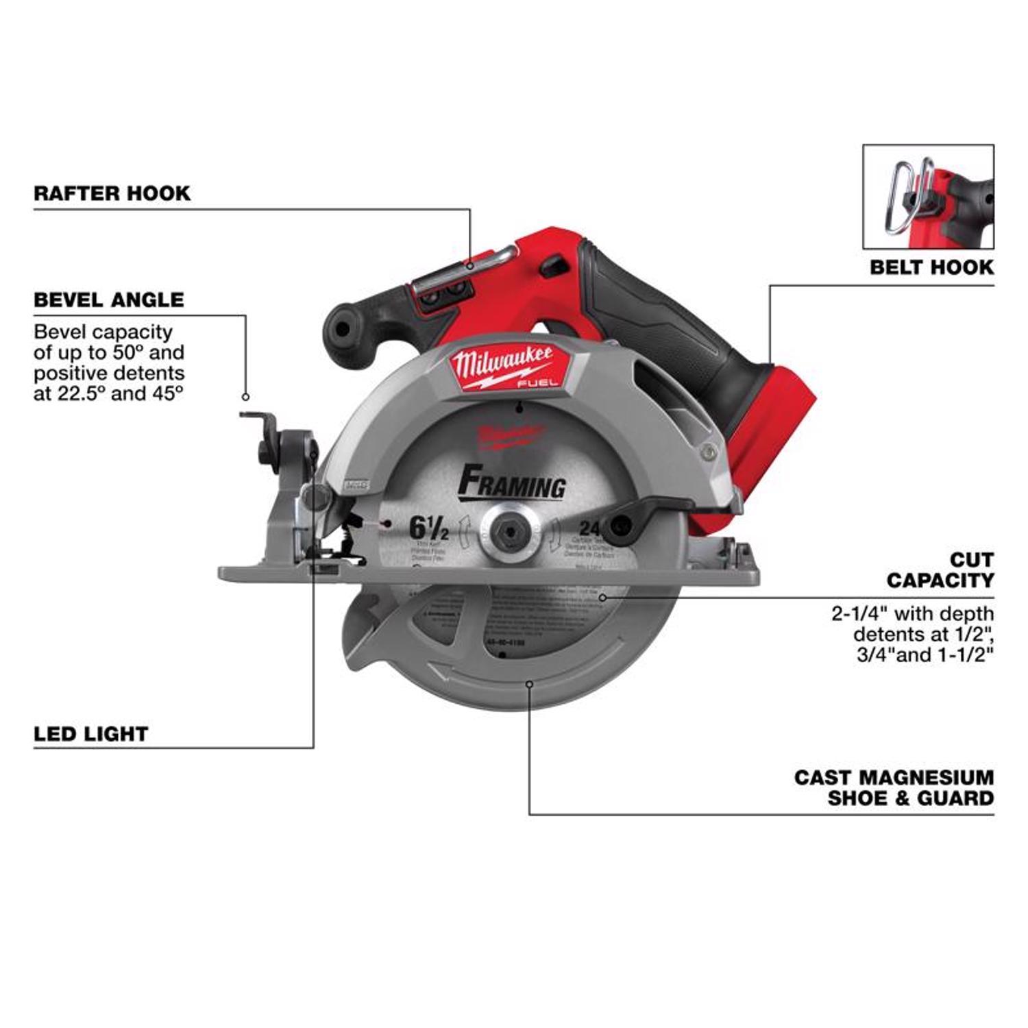 Milwaukee M18 FUEL M18 6 amps 6-1/2 in. Cordless Brushless Circular Saw Tool Only