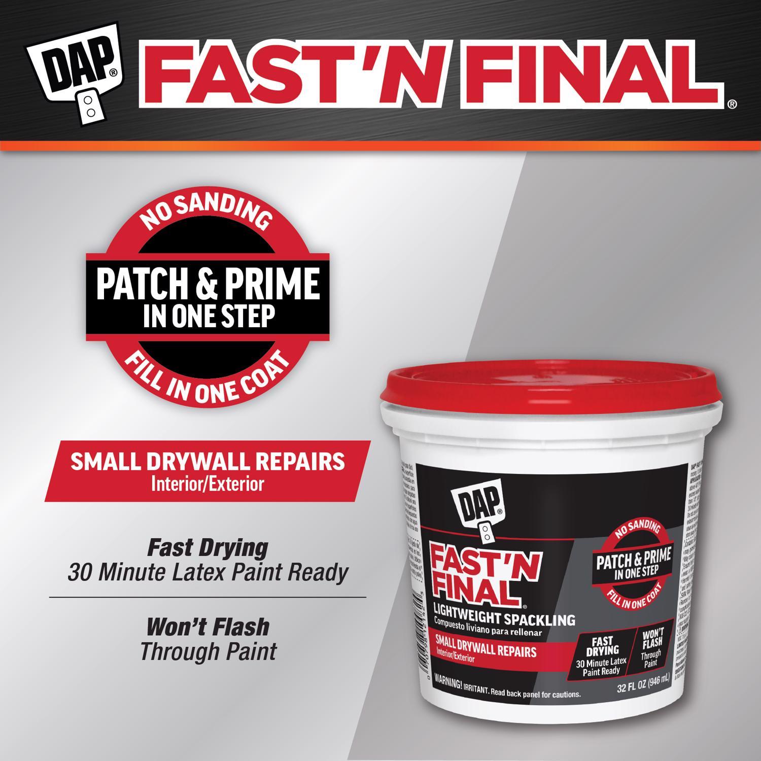 DAP Fast 'N Final Ready to Use White Lightweight Spackling Compound 32 oz