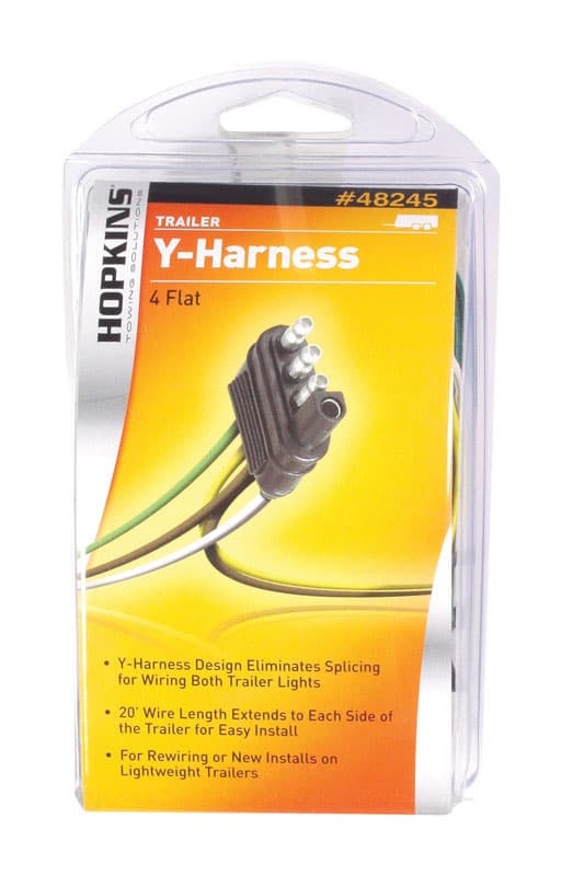 Hopkins 4 Flat Trailer Y Wiring Harness 20 ft.