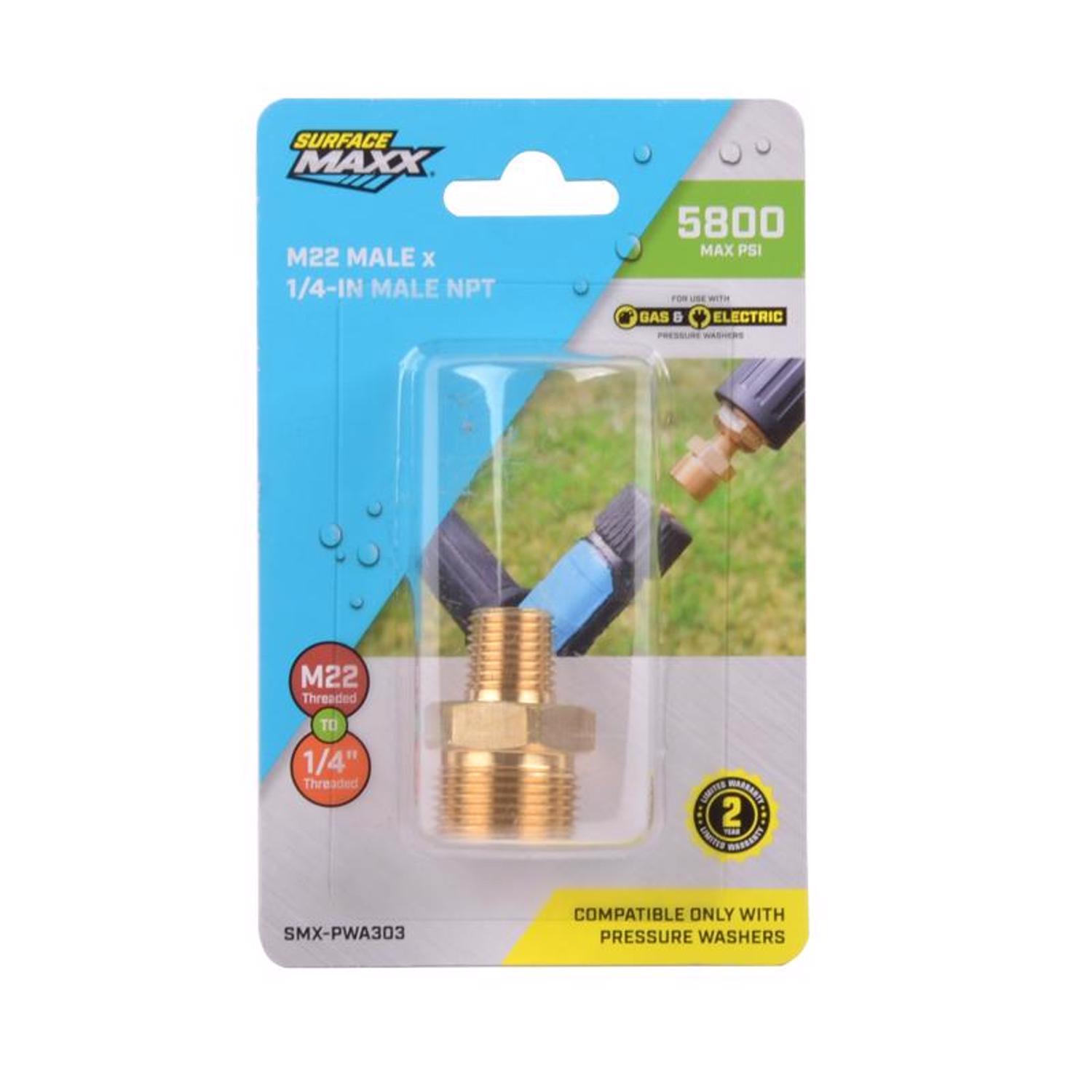 SurfaceMaxx M22 Male x 1/4-in Male NPT Screw Nipple 5800 psi