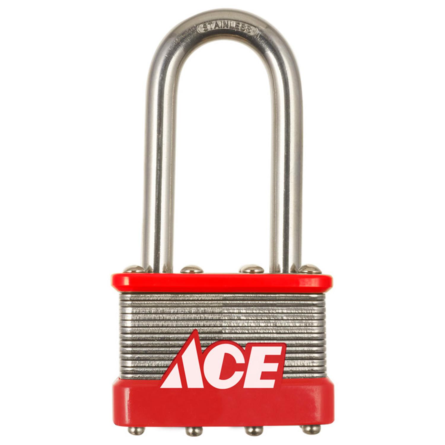 Ace 1-3/8 in. H X 1-3/4 in. W X 1 in. L Stainless Steel 4-Pin Cylinder Padlock