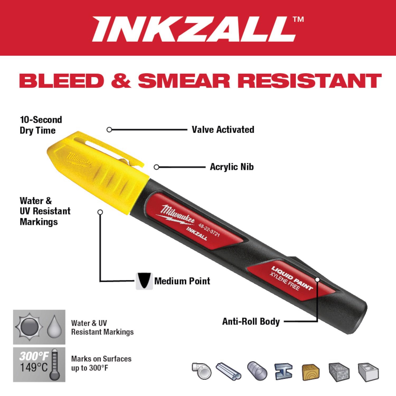 Milwaukee INKZALL Yellow Liquid Paint Marker 1 pk