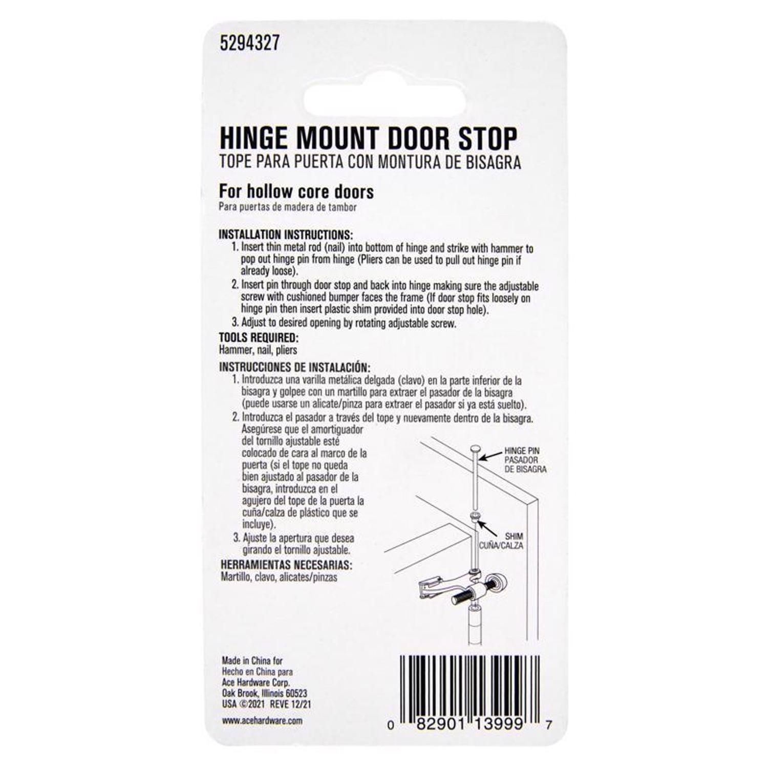 Ace Metal White Hinge Pin Door Stop Mounts to door 0 in.