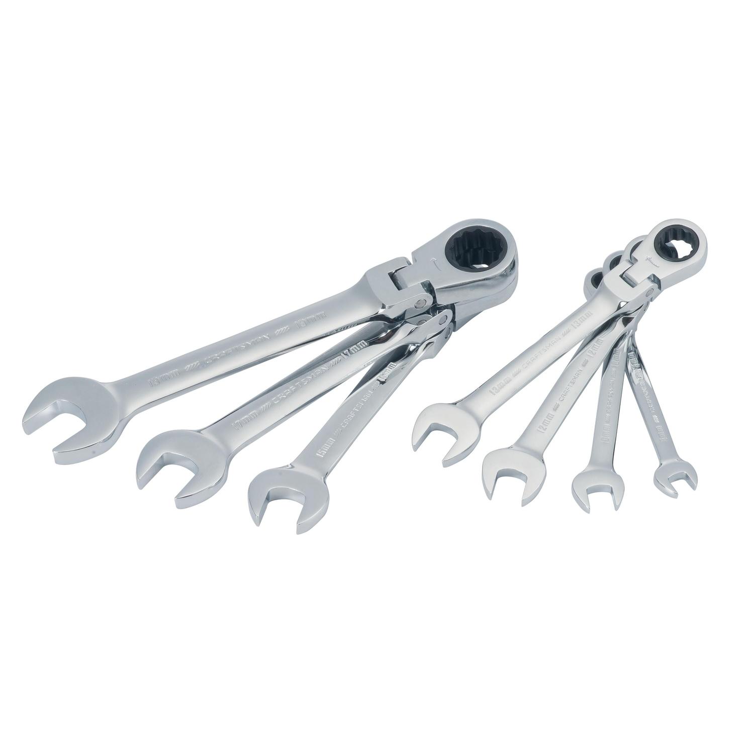 CRAFTSMAN Metric Reversible Ratcheting Flex Head Combination Wrench Set 7 pc