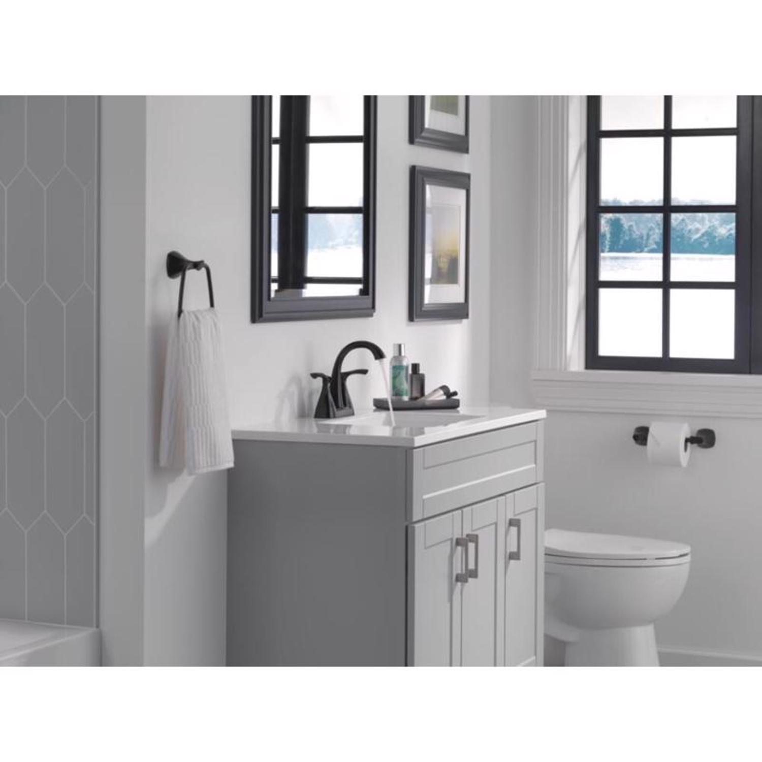 Delta Sandover Matte Black Traditional Centerset Bathroom Sink Faucet 4 in.