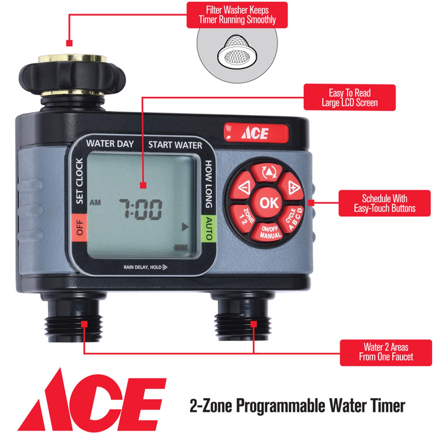 Ace HydroLogic Programmable 2 Zone Digital Water Timer