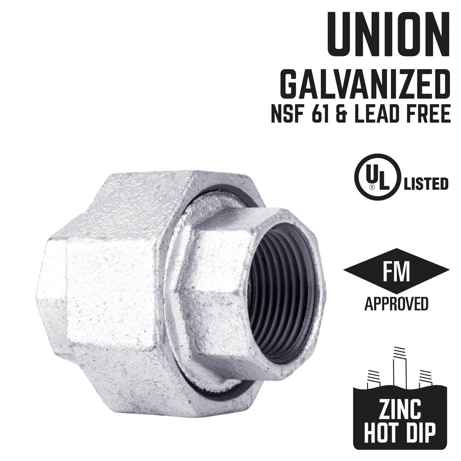 STZ Industries 1/2 in. FIP each X 1/2 in. D FIP Galvanized Malleable Iron Union