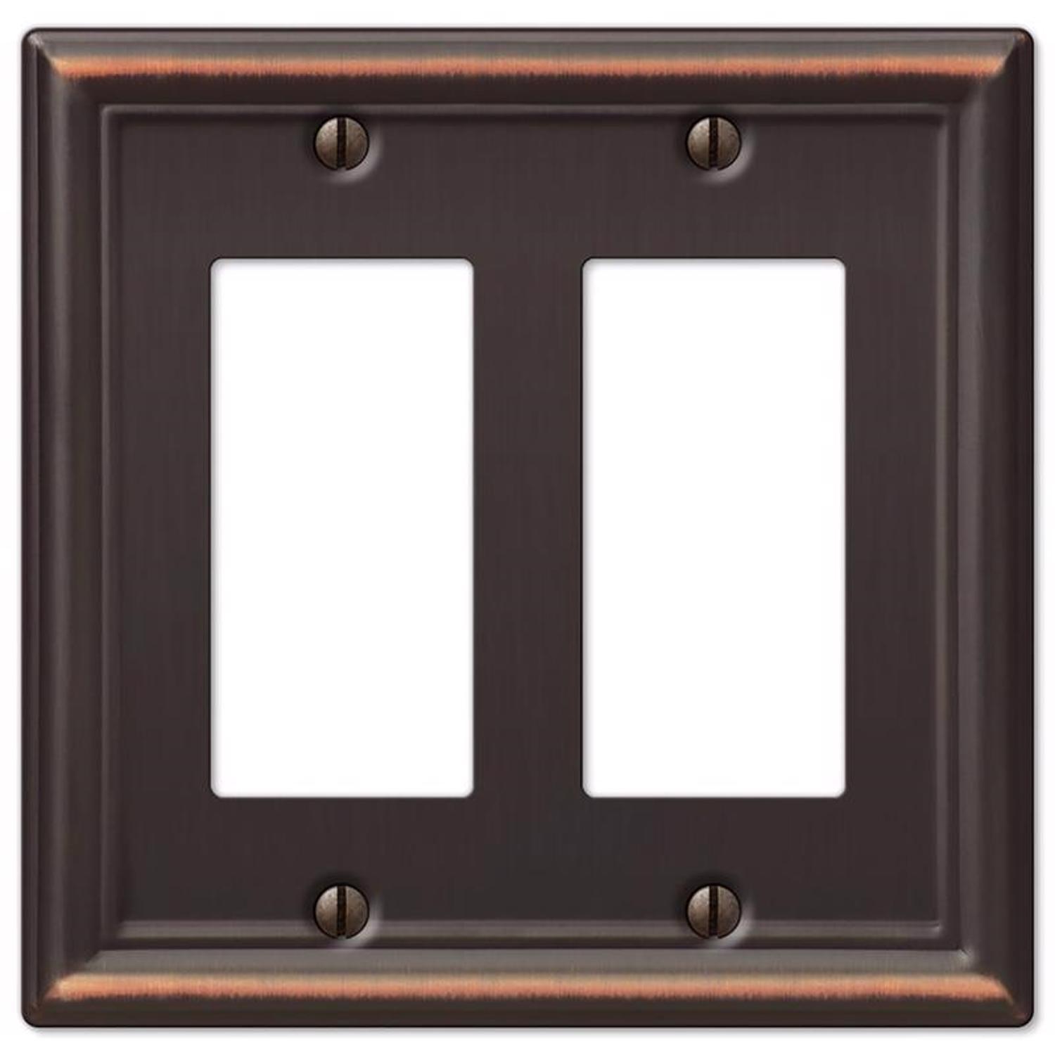 Amerelle Chelsea Aged Bronze 2 gang Stamped Steel Decorator Wall Plate 1 Pack