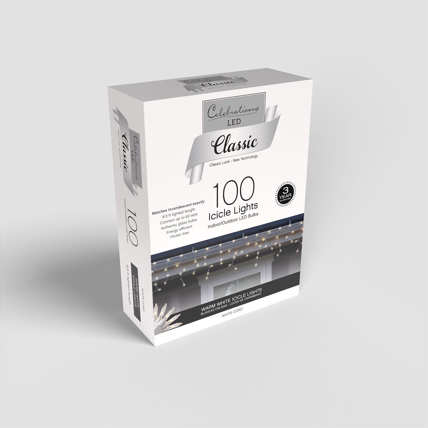 Celebrations Classic LED T5 Pure White 300 ct String Christmas Lights 74.5 ft.