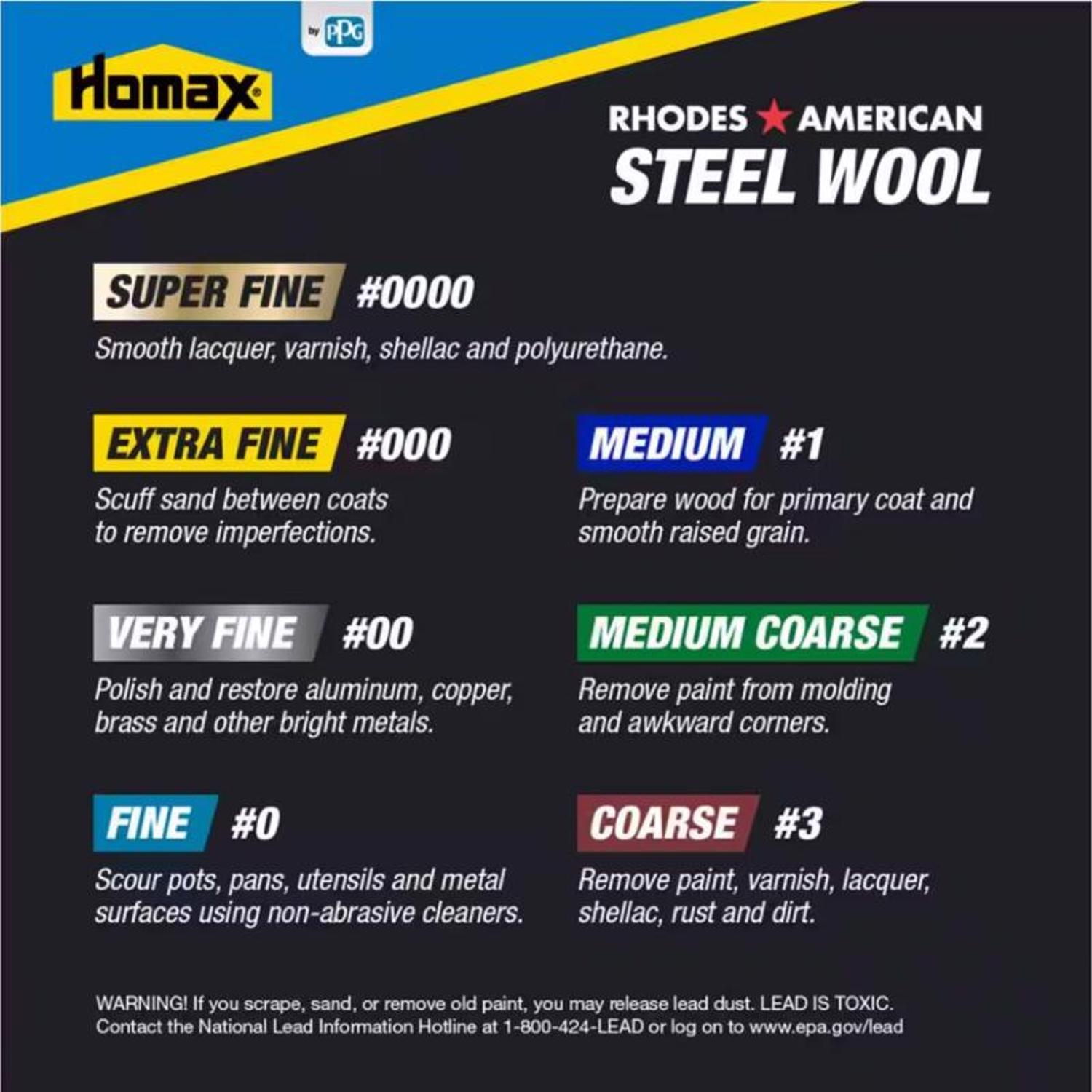 Rhodes American 3 Grade Coarse Steel Wool Pad 12 pk