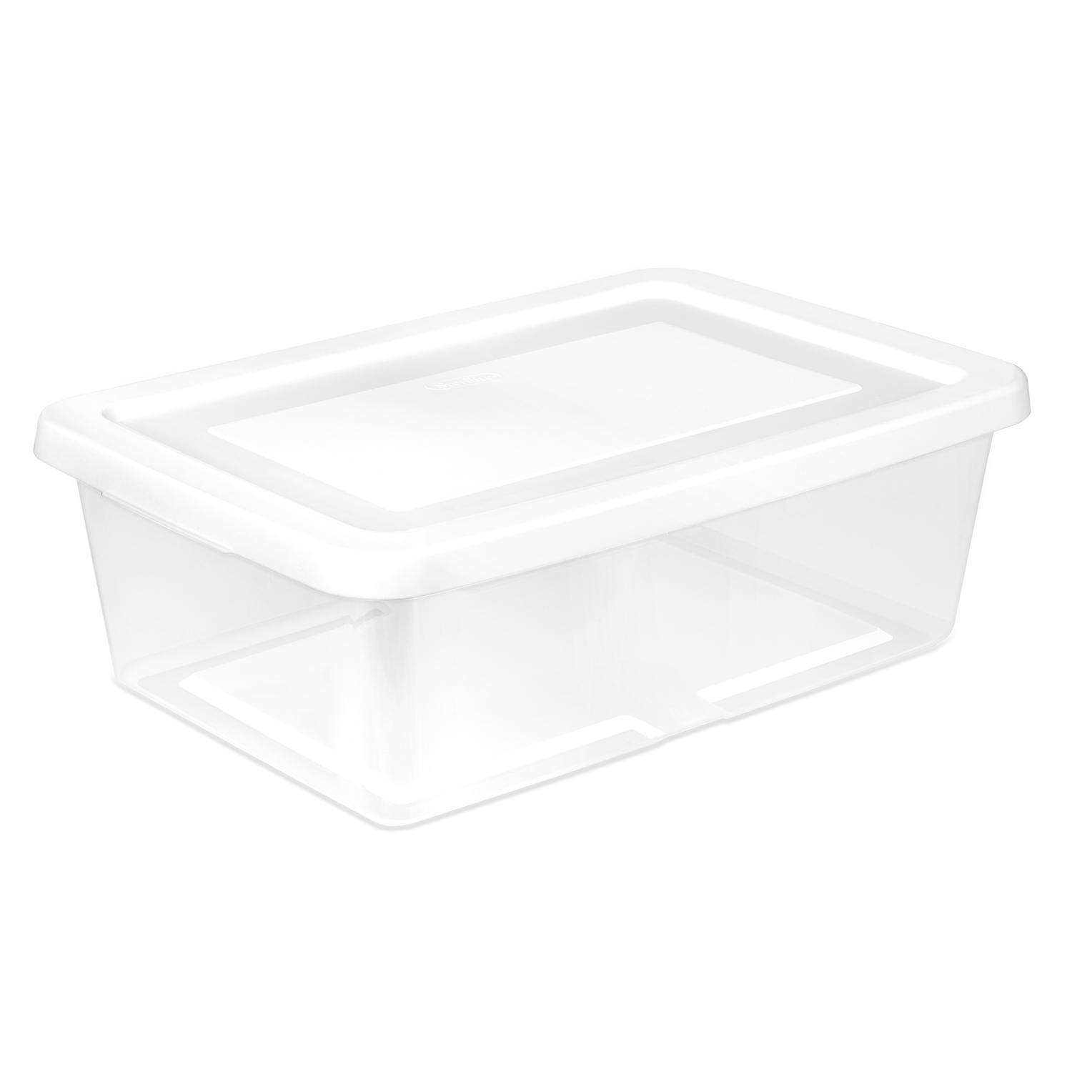 Sterilite 12 qt Clear/White Storage Box 5.375 in. H X 11.25 in. W X 16.5 in. D Stackable