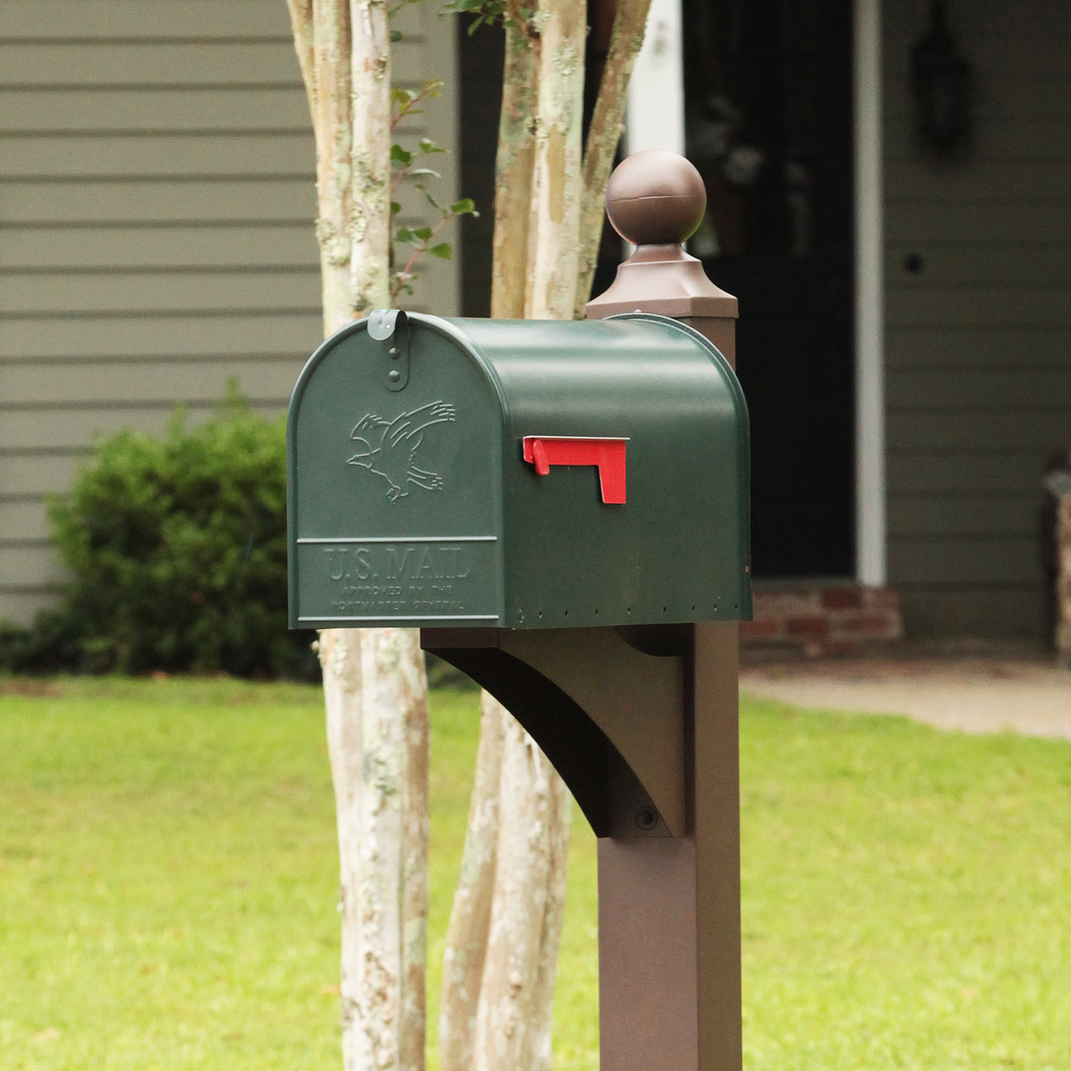 Gibraltar Mailboxes Elite Classic Galvanized Steel Post Mount Green Mailbox