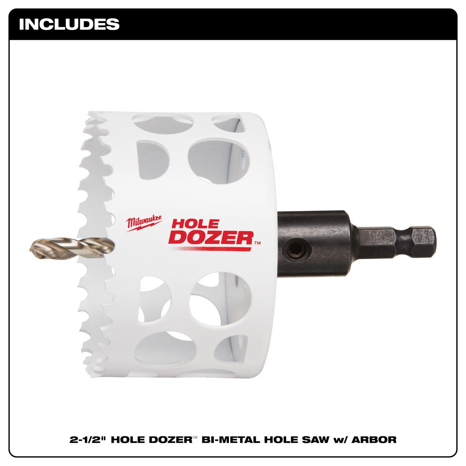 Milwaukee Hole Dozer 2-1/2 in. Bi-Metal 3.5 in. L X 3/8 in. D Hole Saw with Arbor and Pilot Bit Arbo