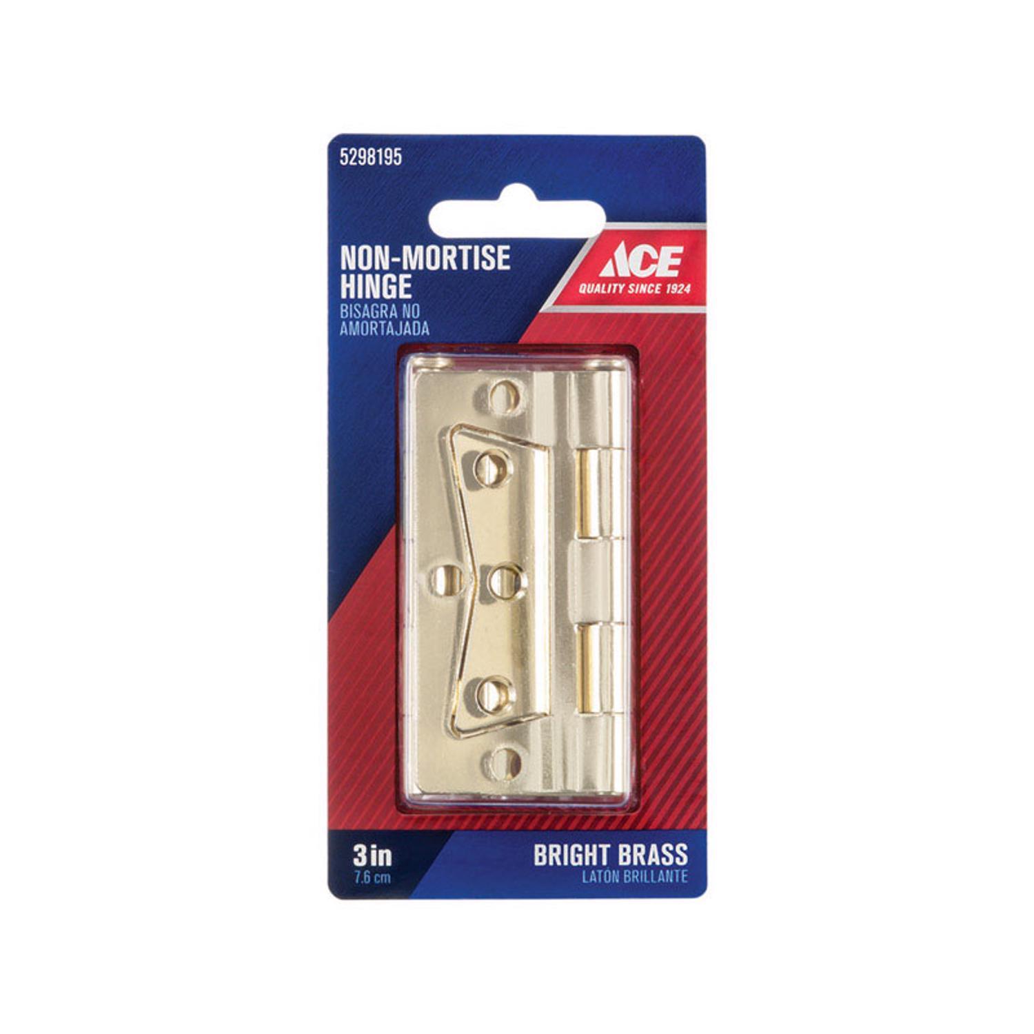 Ace 2.75 in. W X 3 in. L Bright Brass Brass Non-Mortise Hinge 2 pk