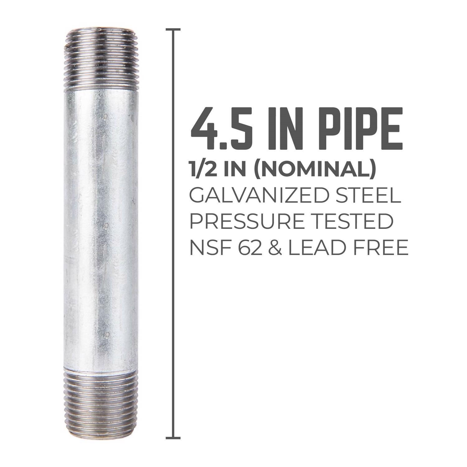 STZ Industries 1/2 in. MIP each X 1/2 in. D MIP Galvanized Steel 4-1/2 in. L Nipple