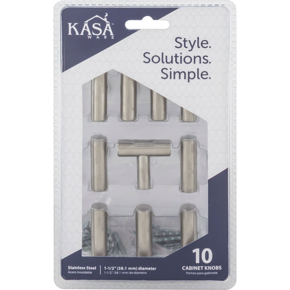 KasaWare 1-9/16 in. Long T Knob in Stainless Steel (10pc Pack)