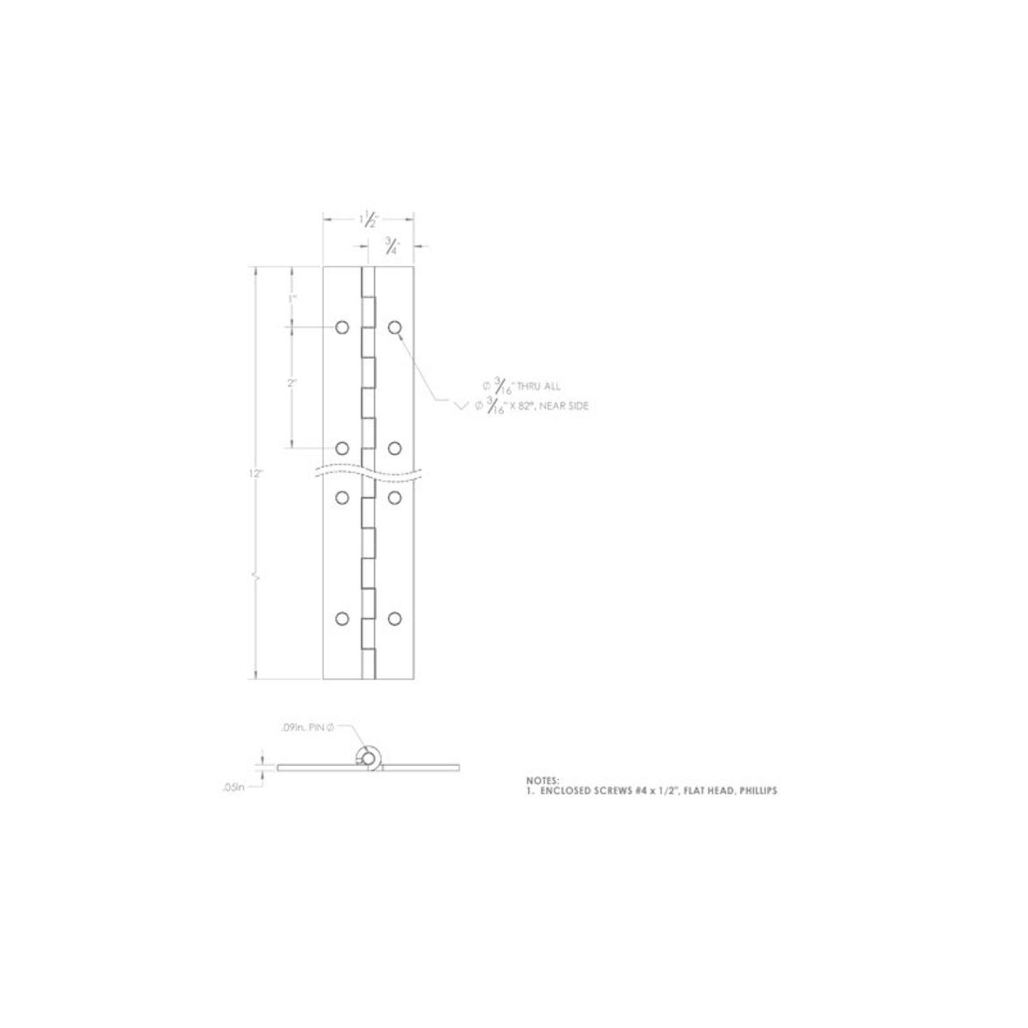 Ace 1-1/2 in. W X 12 in. L Stainless Steel Continuous Hinge 1 pk