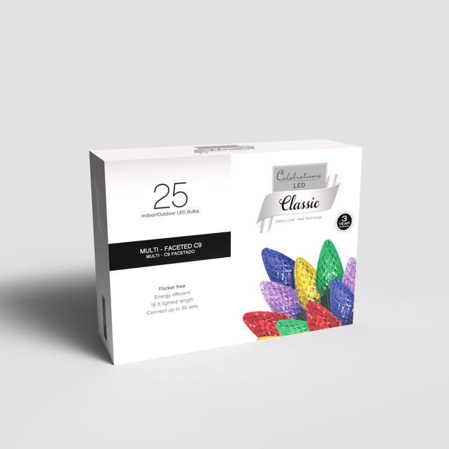 Celebrations Classic LED C9 Multicolored 25 ct String Christmas Lights 16 ft.