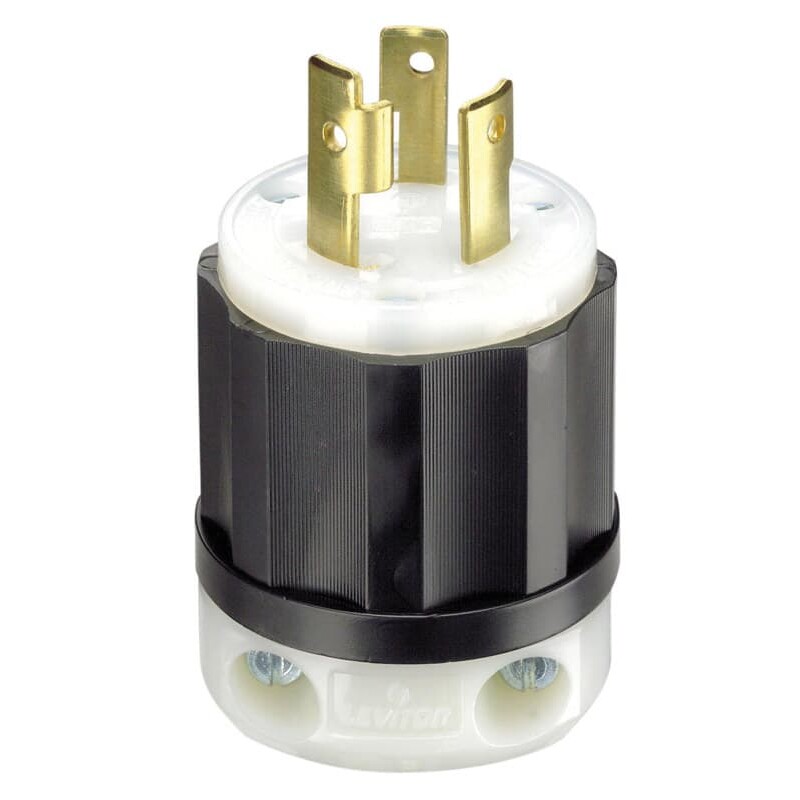 Leviton Industrial Thermoplastic Curved Blade/Ground Locking Plug L6-30P 16-8 AWG