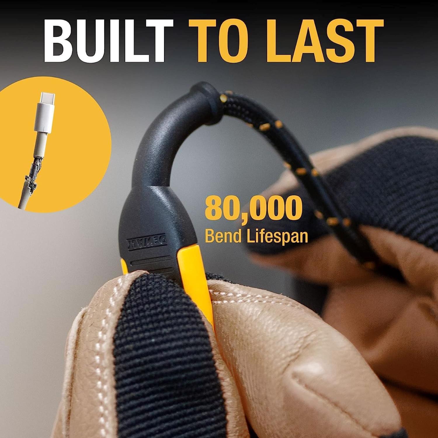 DeWalt Type C to Type C Cable 6 ft. Black/Yellow