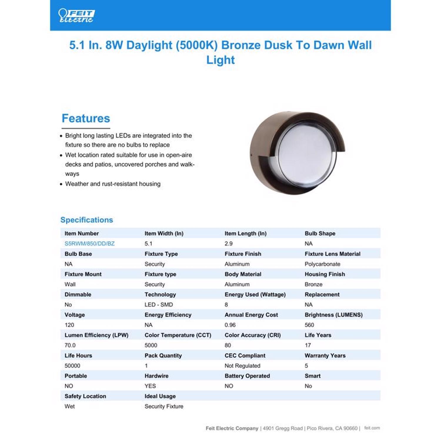 Feit LED Bronze Dusk to Dawn LED Light Fixture Stine Home + Yard