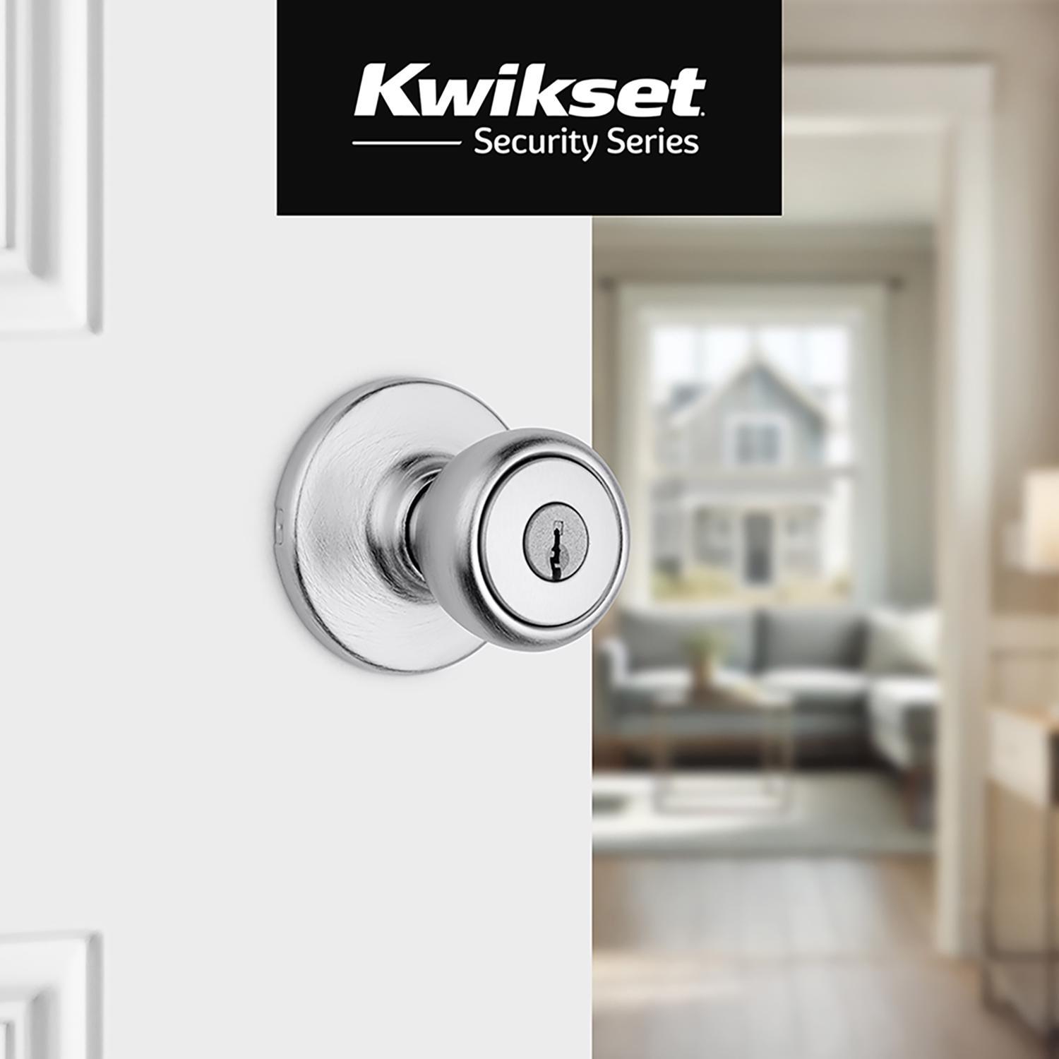 Kwikset Tylo Satin Chrome Entry Door Knob 1-3/4 in.
