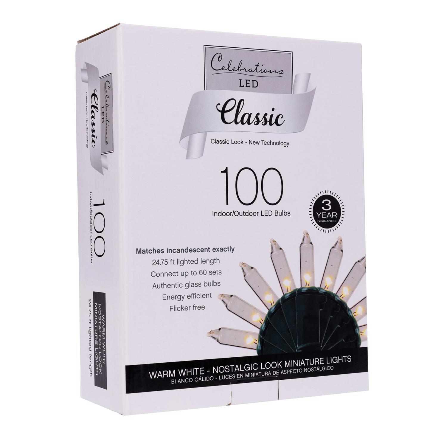 Celebrations Classic LED T5 Warm White 100 ct String Christmas Lights 24.75 ft.