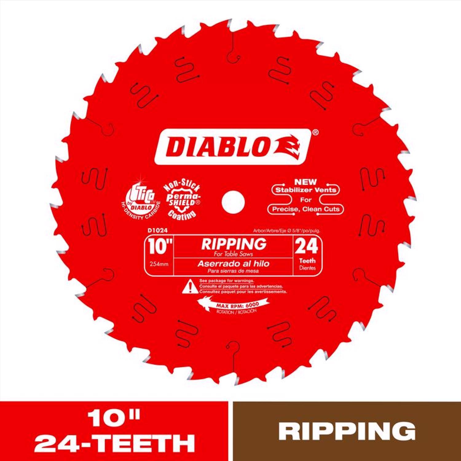 Diablo 10 in. D X 5/8 in. TiCo Hi-Density Carbide Ripping Saw Blade 24 teeth 1 pk