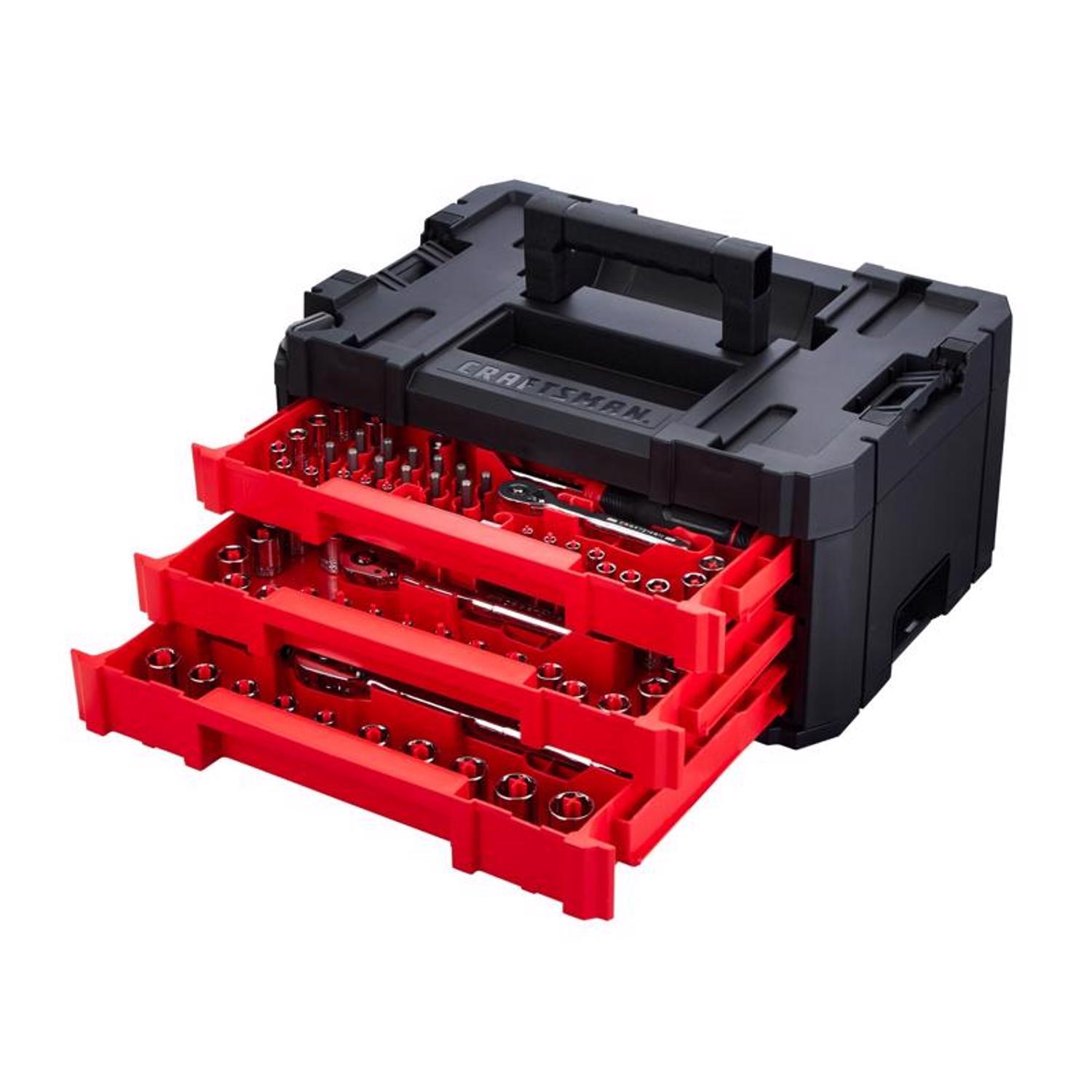 Craftsman Versastack 1/4 & 3/8 & 1/2 in. drive Metric/SAE Mechanic's Tool Set 242 pc