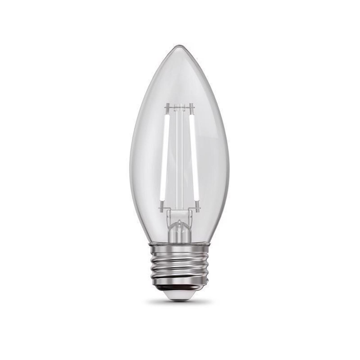 Feit White B10 E26 (Medium) Filament LED Bulb Daylight 40 Watt Equivalence 2 pk
