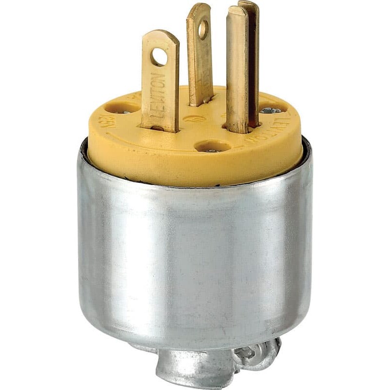 Leviton Commercial Armored Ground/Straight Blade Plug 5-20P 18-12 AWG 2 Pole 3 Wire