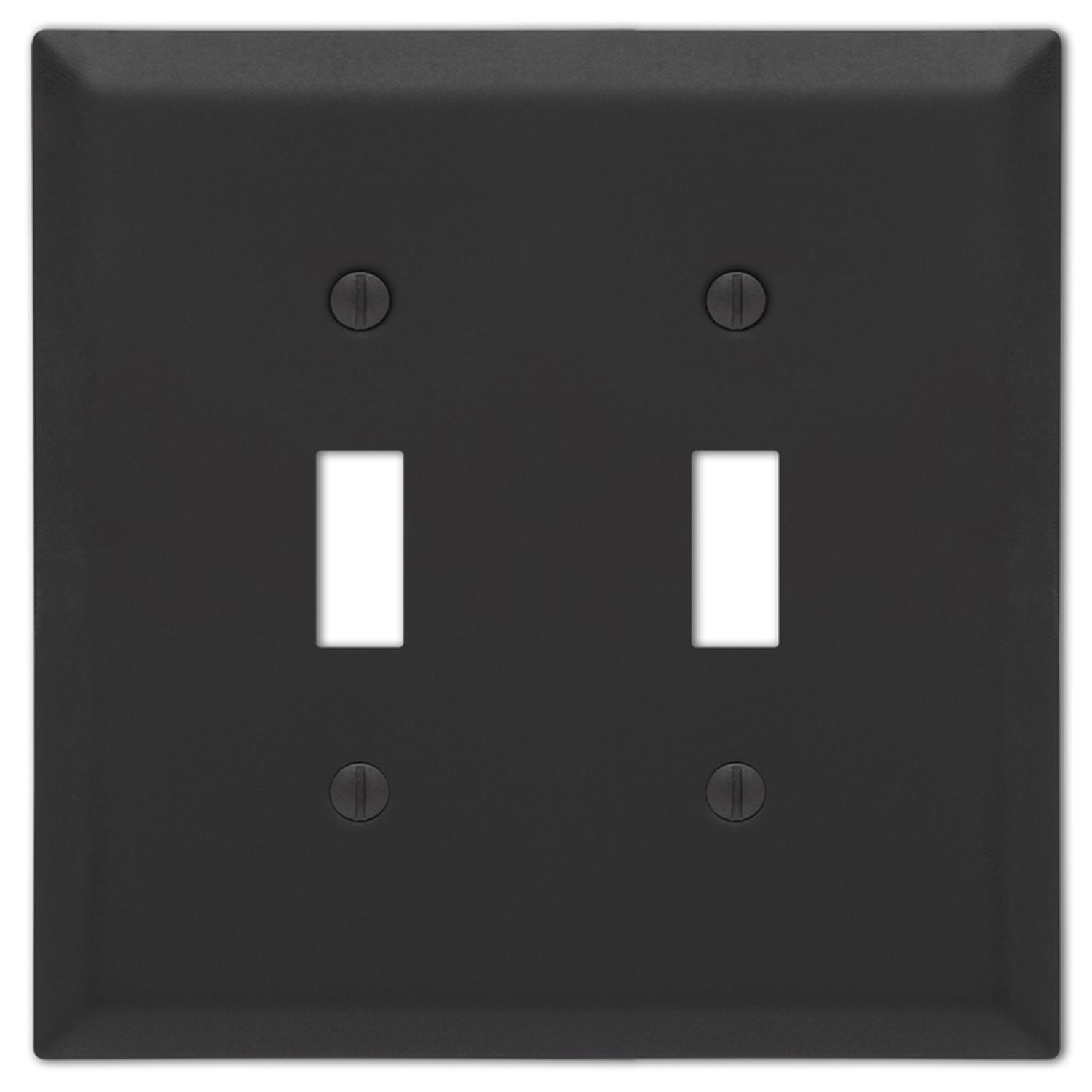 Amerelle Century Matte Black 2 gang Stamped Steel Toggle Wall Plate 1 Pack