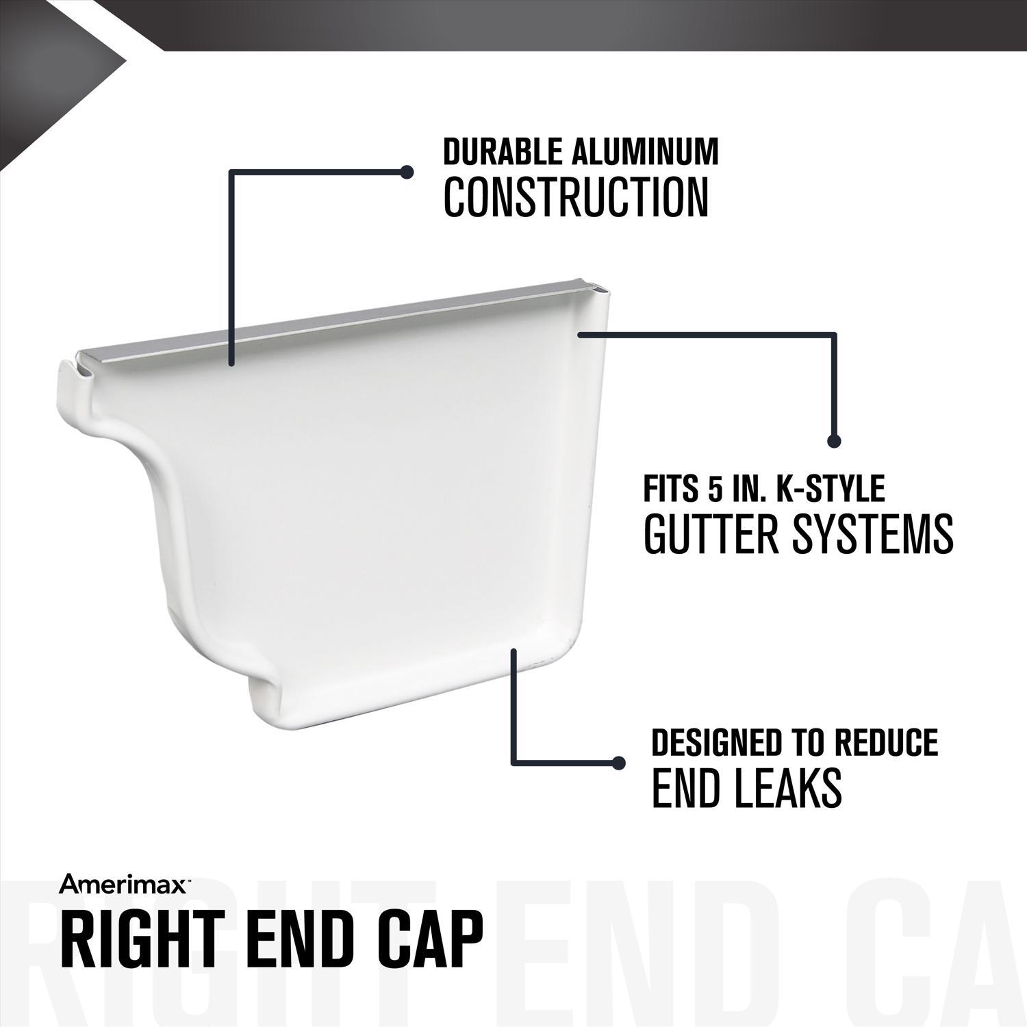 Amerimax 5 in. H X 3.5 in. W X 5 in. L White Aluminum K Right End Cap