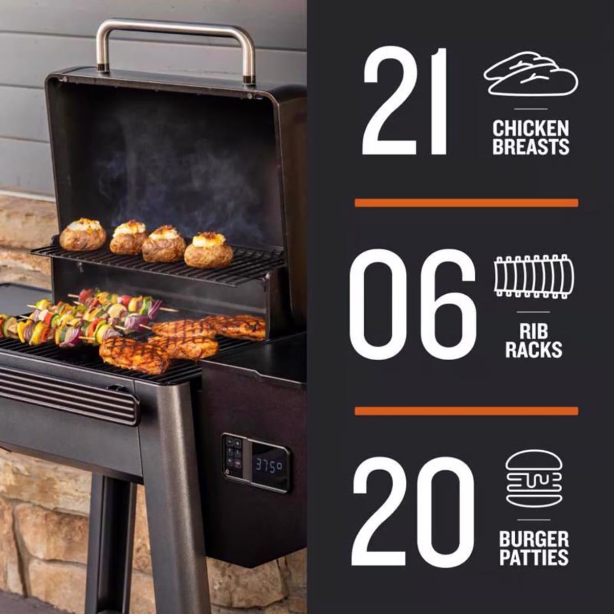 Traeger TFB65YLJU Pellet Grill, 637.37 sq-in Primary Cooking Surface, Steel Body, Black/Silver