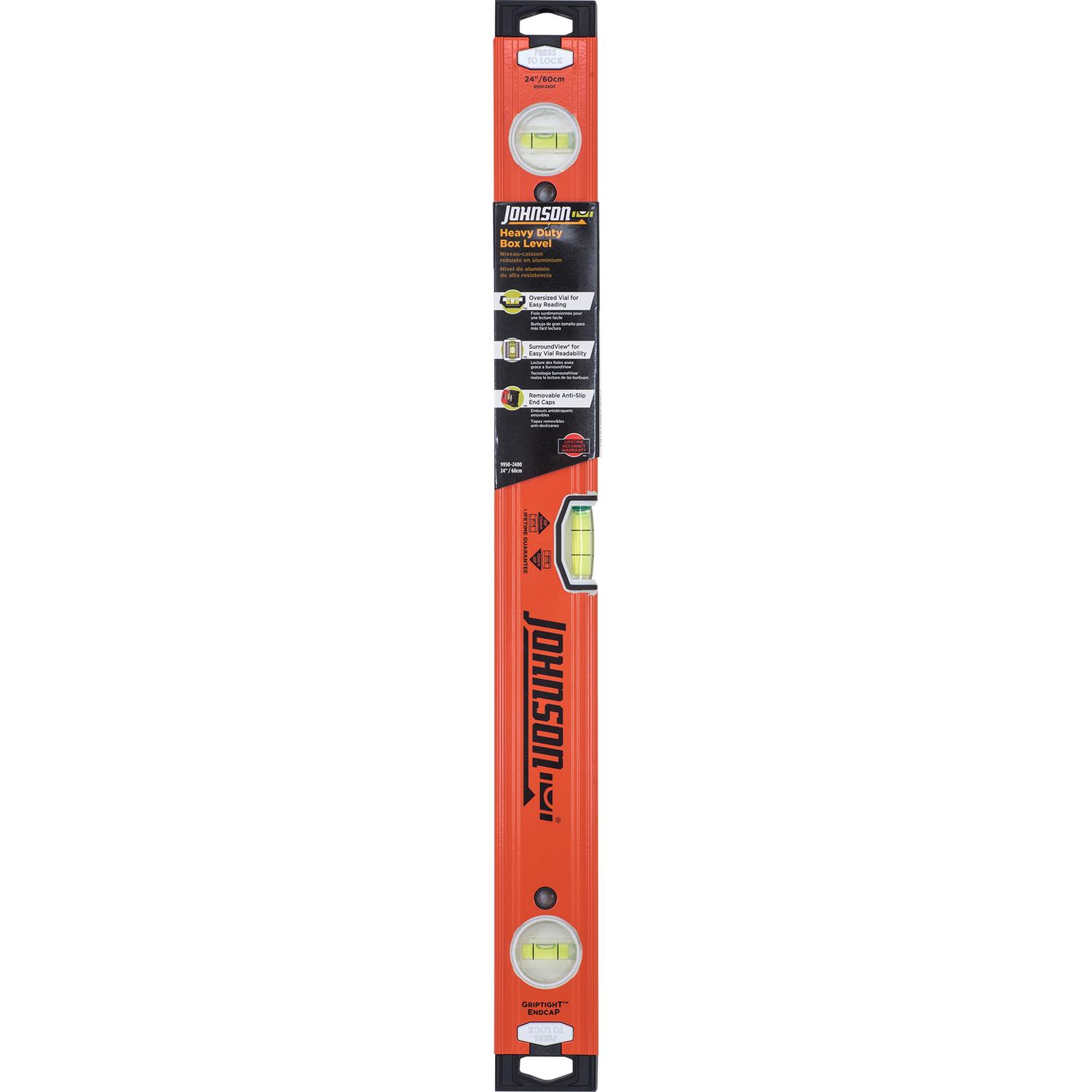 Johnson 24 in. Aluminum Heavy Duty Box Level 3 vial