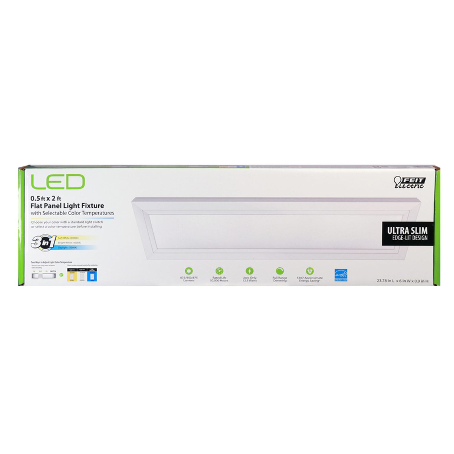 Feit Electric 0.9 in. H X 6 in. W X 24 in. L White LED Flat Panel Light Fixture