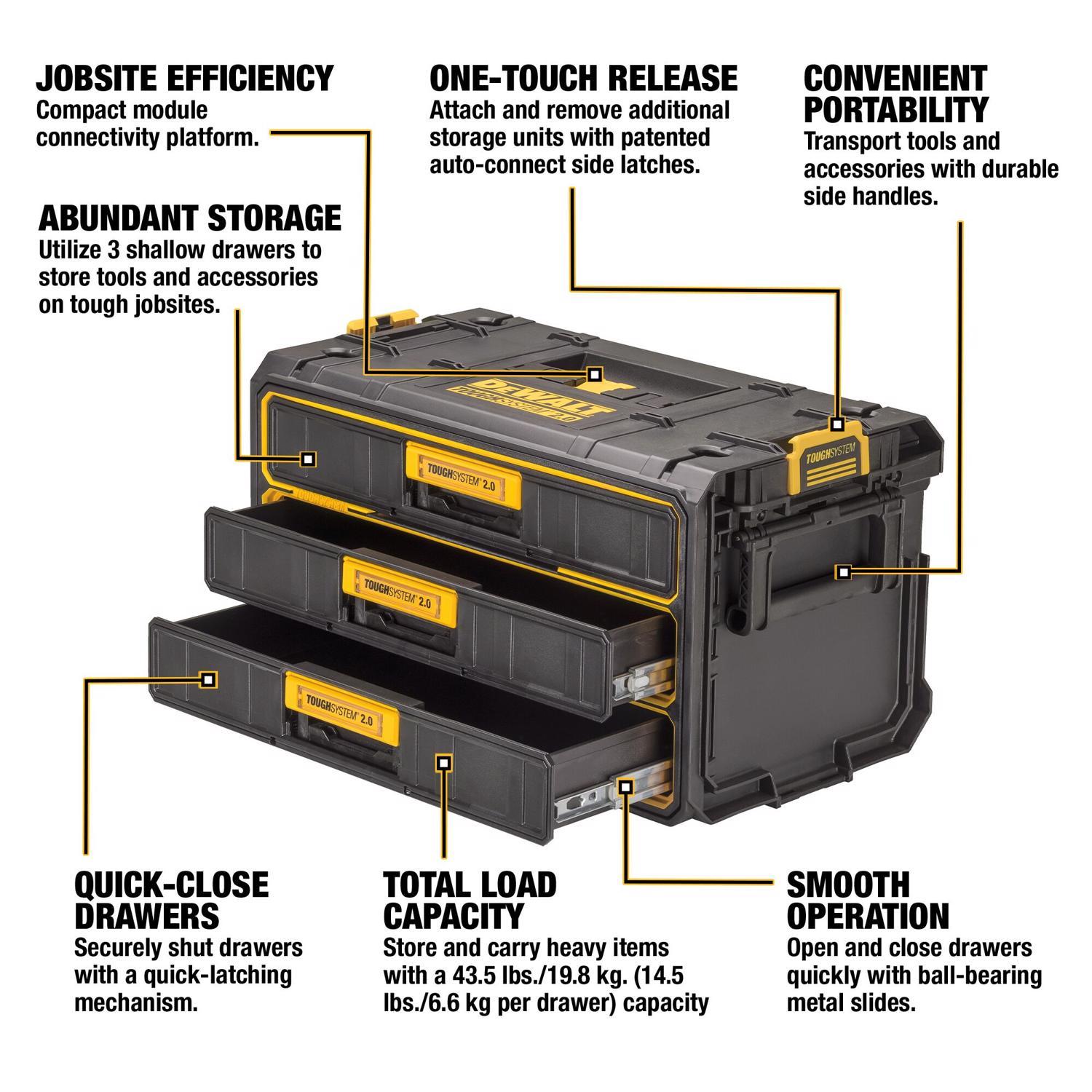 DeWalt ToughSystem 2.0 21.3 in. Tool Box Black/Yellow