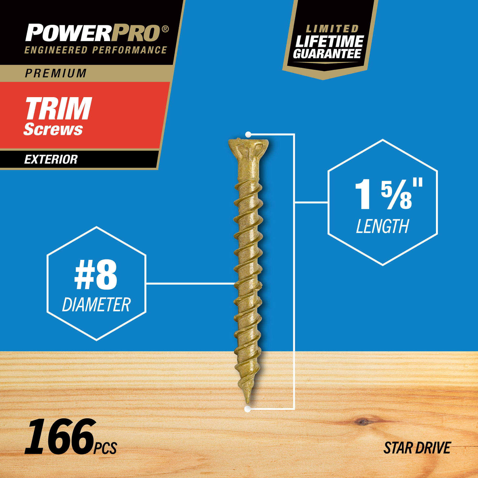 Power Pro® Premium Bronze Exterior Trim Screws (#8 x 1-5/8 in.) - 166 pc