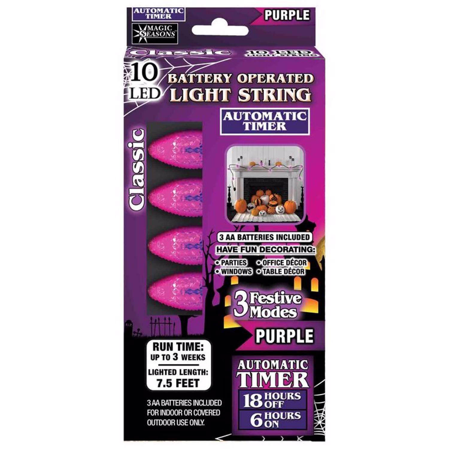 Magic Seasons Orange/Purple 9 in. Prelit String Lights