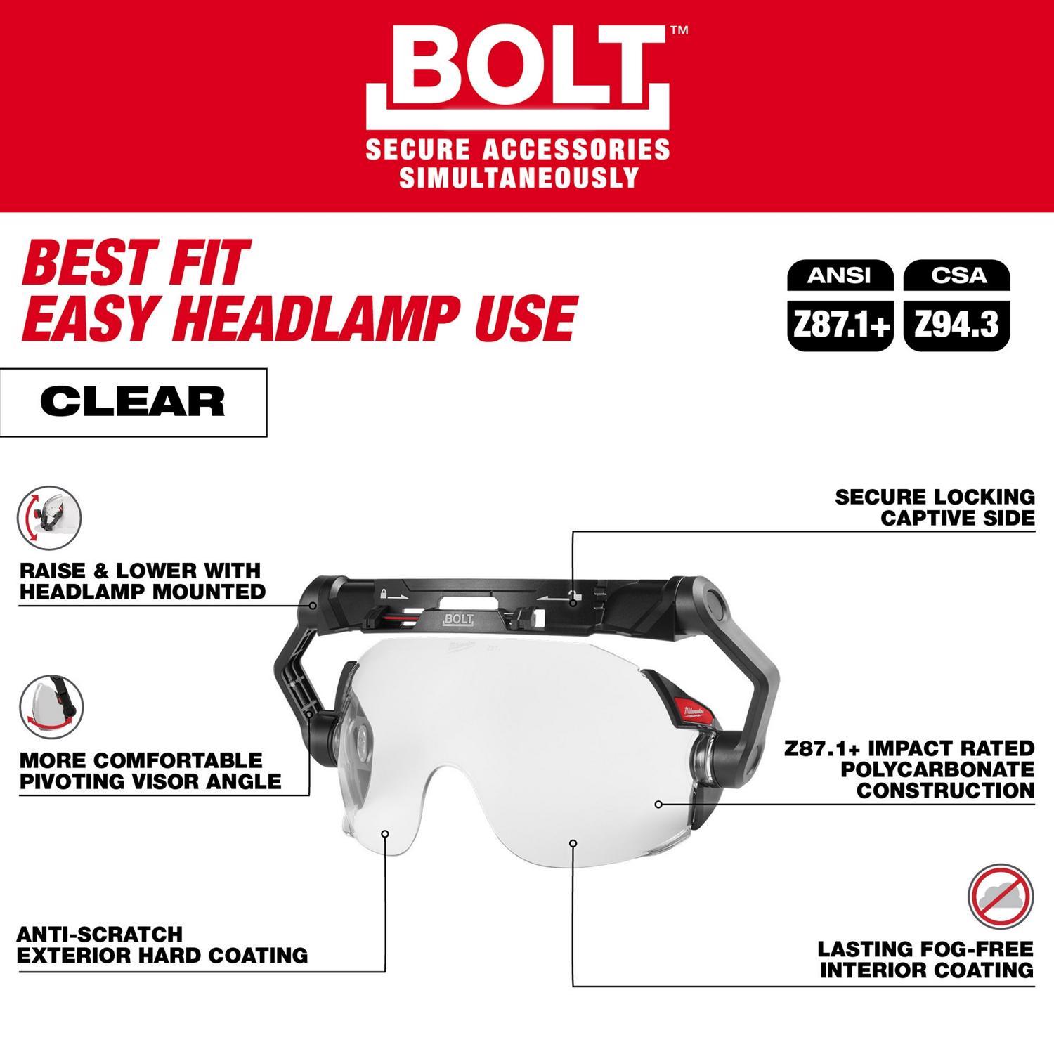 Milwaukee Bolt Anti-Fog PPE Protective Glasses Clear Lens Black Frame 1 each