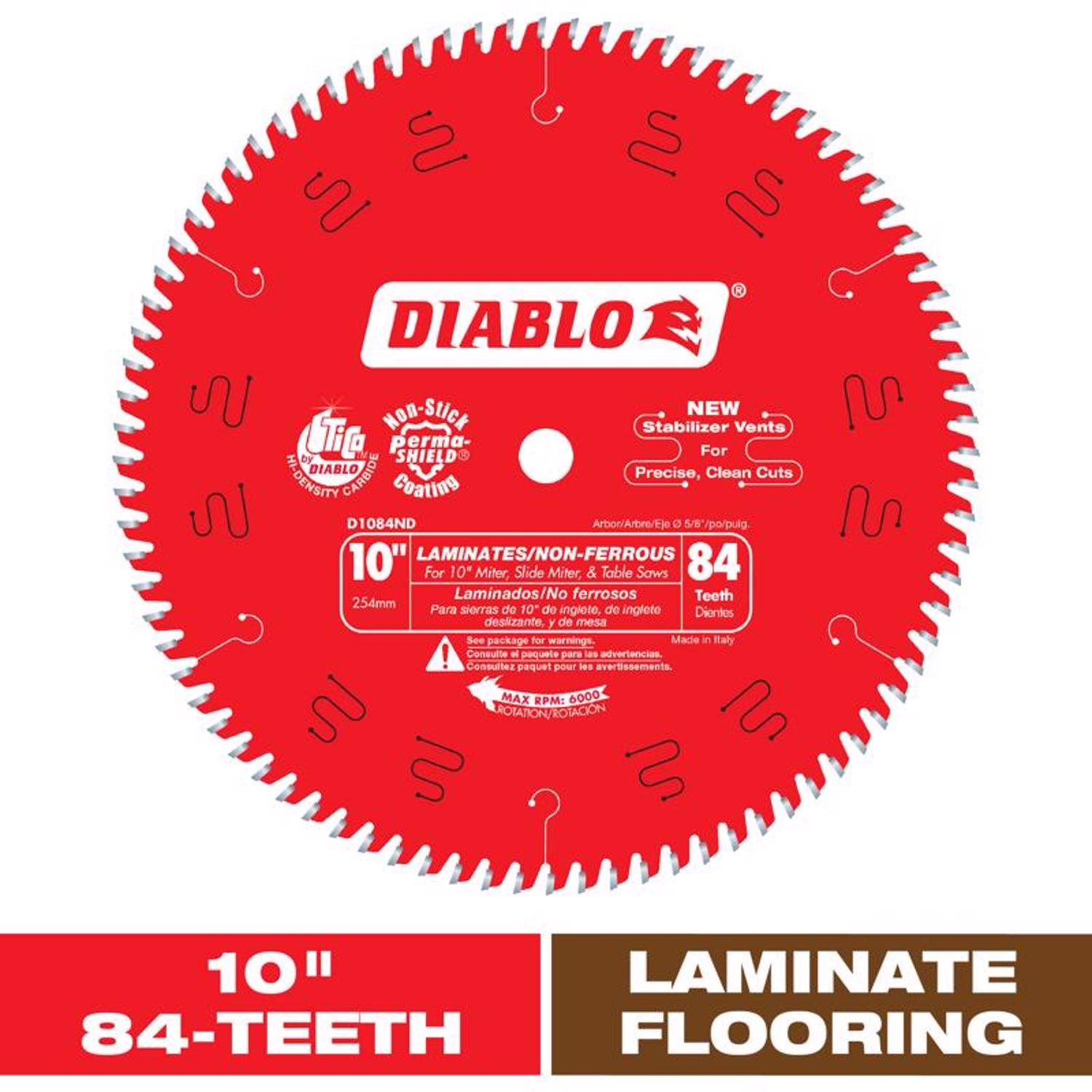 Diablo 10 in. D X 5/8 in. TiCo Hi-Density Carbide Metal and Laminate Blade 84 teeth 1 pk