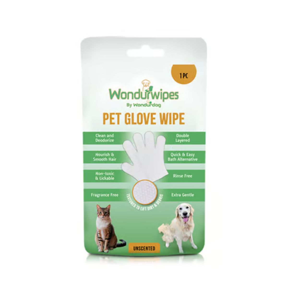 Wondurdog Wondurwipes White Unscented All Pets Glove Wipes 1.5 oz. 1 Pack
