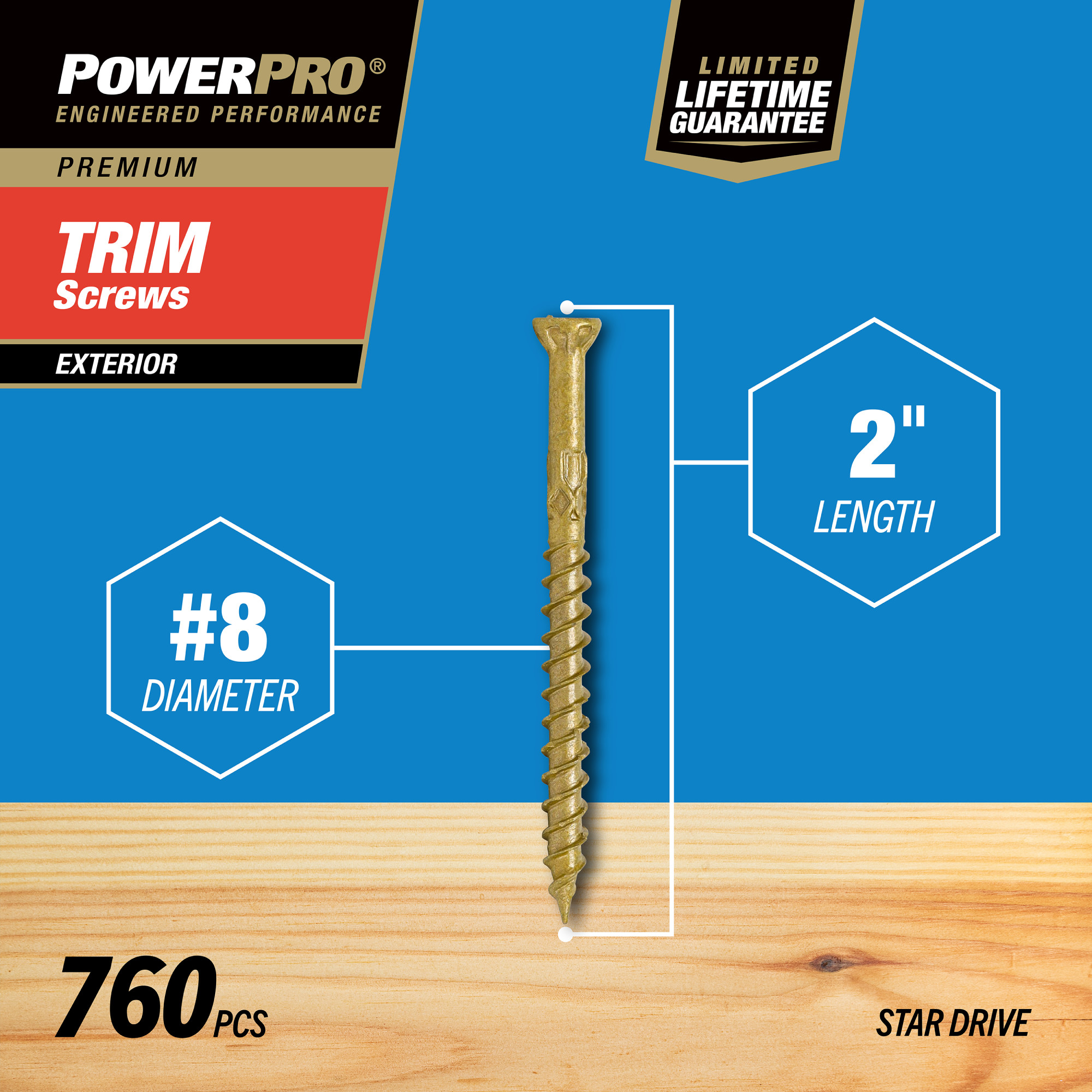 Power Pro® Premium Bronze Exterior Trim Screws (#8 x 2 in.) - 760 pc