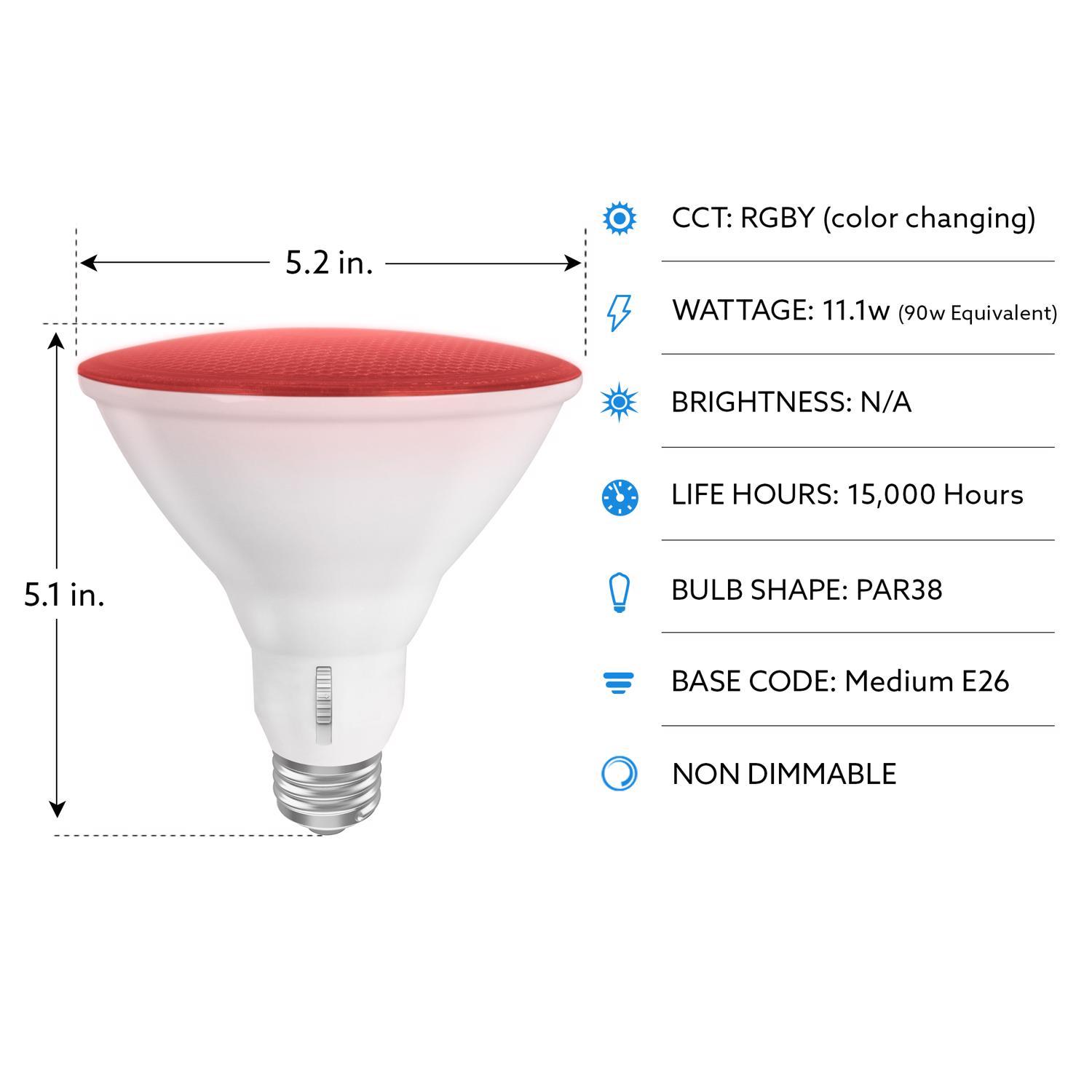 Feit PAR38 E26 (Medium) LED Floodlight Bulb Color Changing 90 Watt Equivalence 1 pk