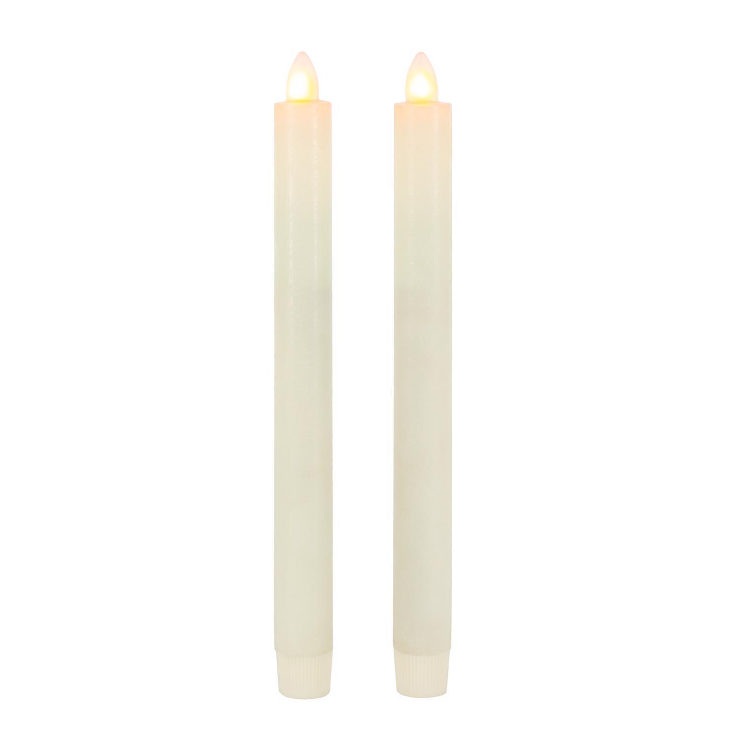 Gerson LED Bisque Aurora Flame Taper Candle 10 in.