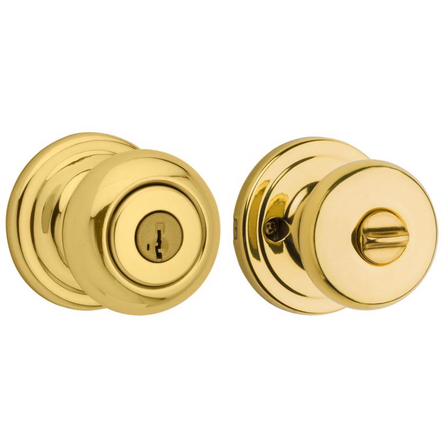 Kwikset SmartKey Juno Polished Brass Entry Door Knob KW1 1-3/4 in.