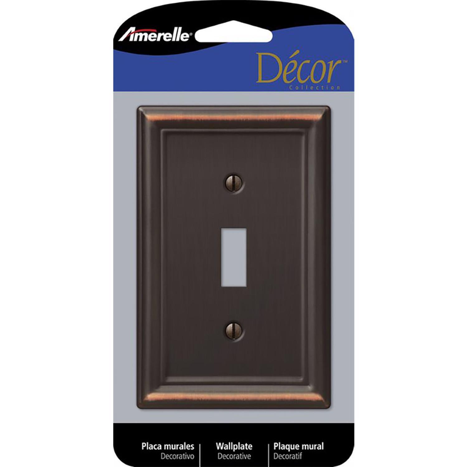 Amerelle Chelsea Aged Bronze 1 gang Stamped Steel Toggle Wall Plate 1 Pack