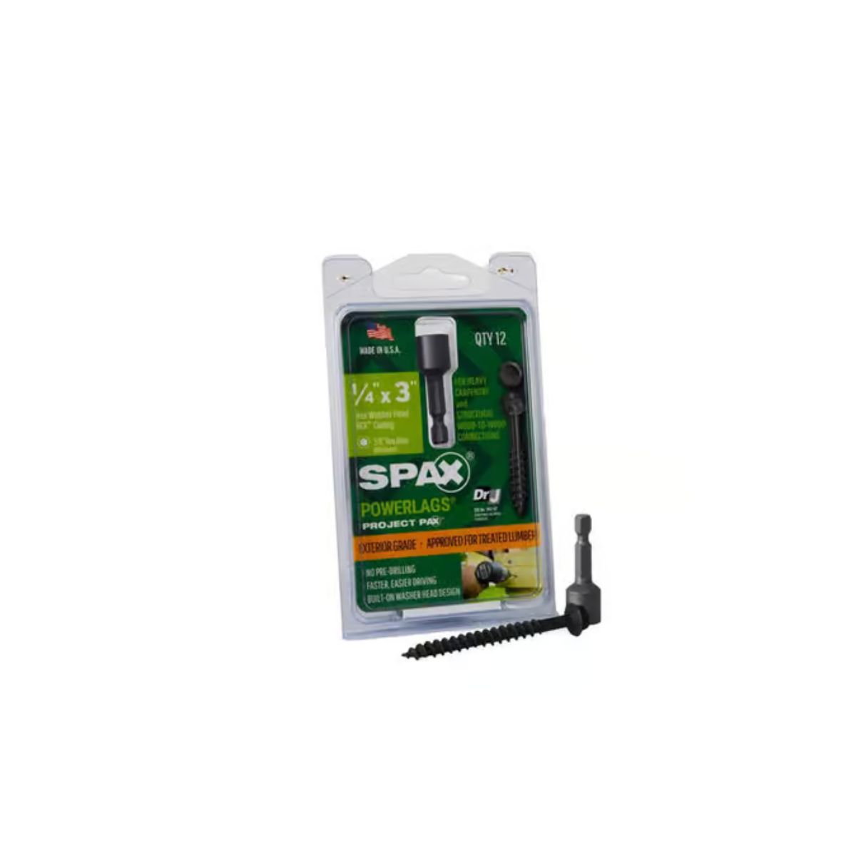 SPAX PowerLags 1/4 in. x 3 in. L Washer High Corrosion Resistant Carbon Steel Lag Screw 12 Pack