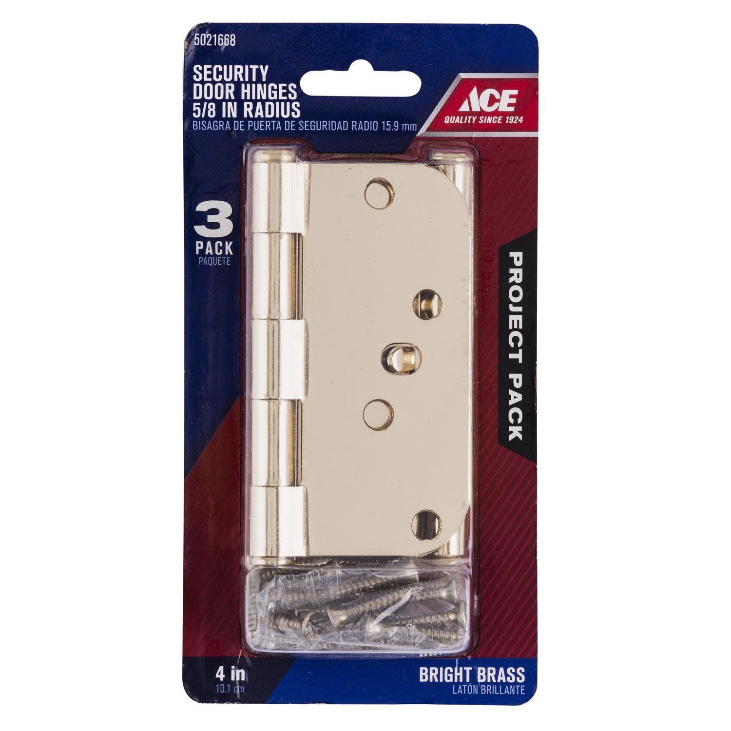 Ace 4 in. L Bright Brass Residential Door Hinge 3 pk